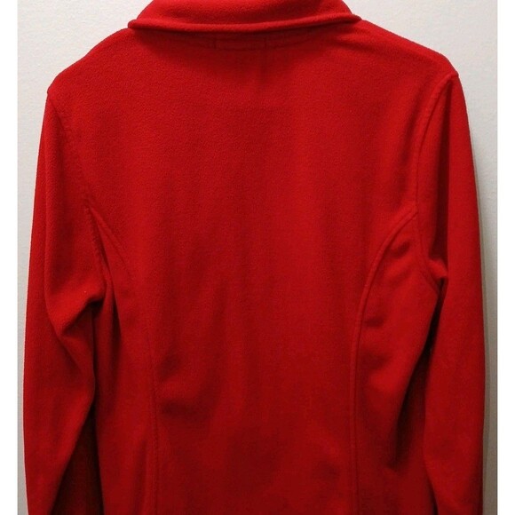 Lands End 1/4 Zip Fleece Pullover RED Womens Medium/Tall WARM COZY Jacket - Picture 9 of 16